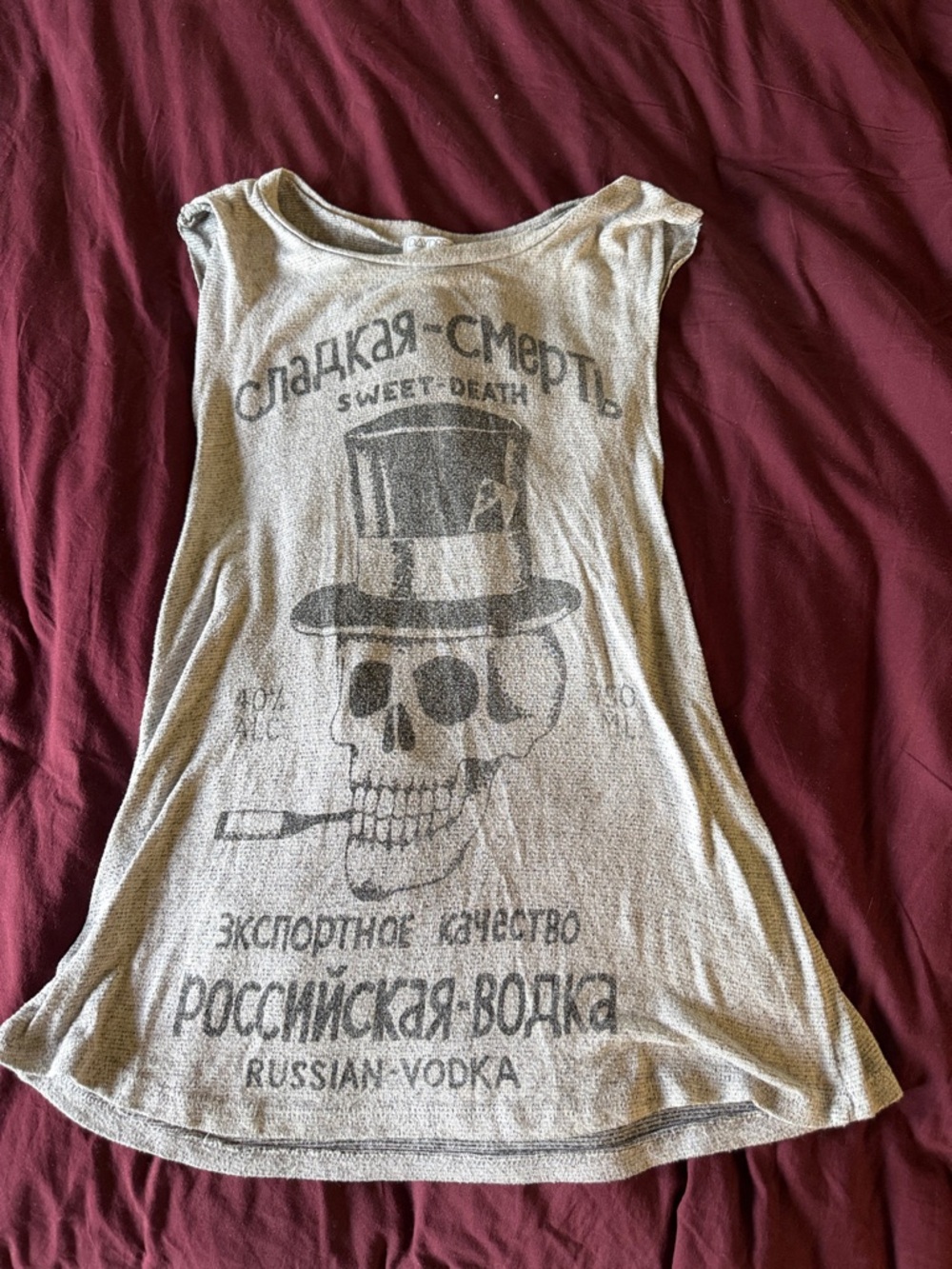 DAYDREAMER LA  -Graphic Skull Tank Top - Russian Vodka Print - Cream